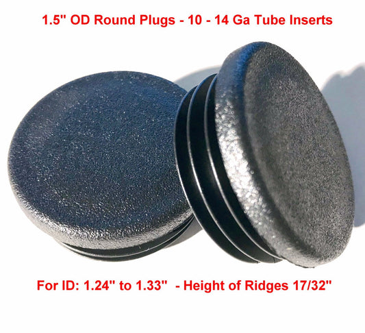 (Pack of 8) 1 1/2" Round (10 - 14 Ga 1.24" to 1.33" ID) Plastic Tubing Plug 1.5 Inch End Cap - Steel Furniture Pipe Tube - Chair Leg - Table Glide Insert | End Caps for Fitness Eqpt. by SBD