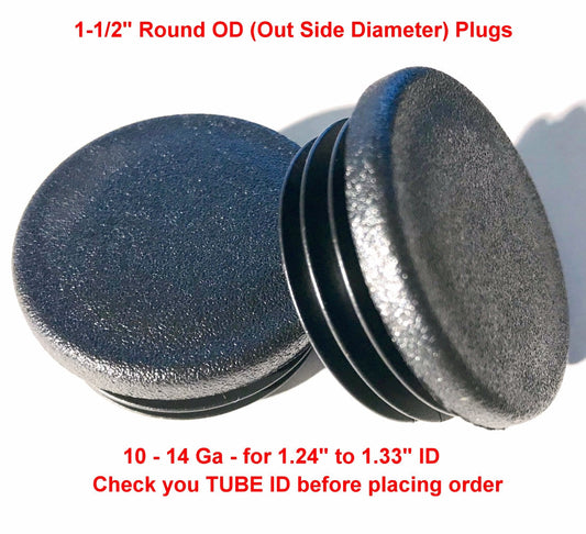 (Pack of 100) 1 1/2 Round Plastic Tubing Plugs (10-14Ga 1-1/2") | 1.5 inch End Cap - Steel Furniture Pipe Tube - Chair Leg - Table Glide Insert | End Caps for Fitness Eqpt. by SBD