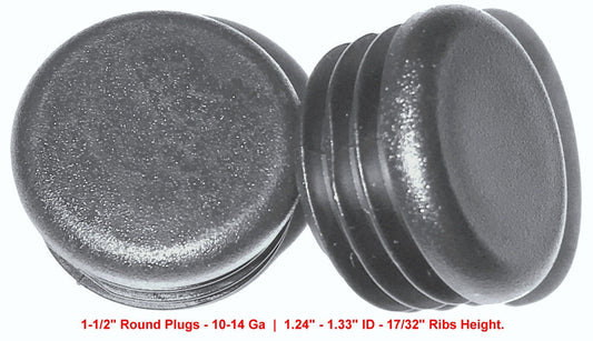 Pack of 10: 1-1/2" Round Plastic Tubing Plugs (10-14 Ga) 1.5 inch End Cap - Steel Furniture Pipe Tube - Chair Leg - Table Glide Insert | End Caps for Fitness Eqpt. by SBD
