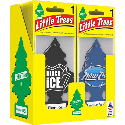 LITTLE TREES (Set of 48) Car Air Fresheners. COUNTER DISPLAY | (24 Black Ice & 24 New Car) NEW Arrival Hanging Trees