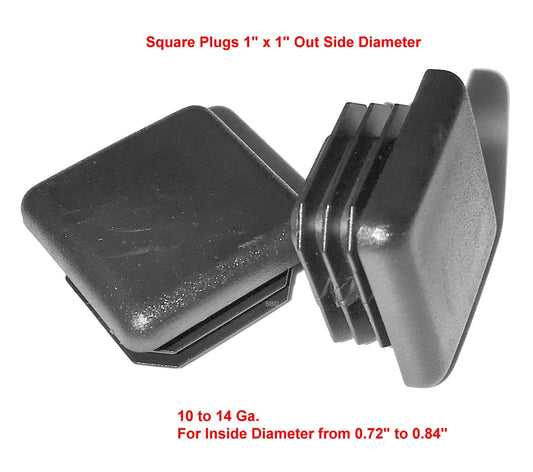 SBDs 1" Square Cap Plugs | (10-14 Ga for ID 0.72" - 0.84") - End Caps 1"x1" | Furniture Chair/Leg Slide Inserts- Fitness Eqpt End Caps
