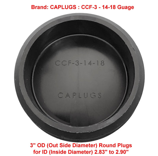 (Pack of 100) 3" OD Round Plastic Cap Plugs (14-18 Ga - Fits ID 2.83" to 2.90") Thick, Impact and Abrasion Resistant Base w/Flex Ridges | 3 inch Tube Wrangler Bumper End Caps | Fence Post Slide Inser