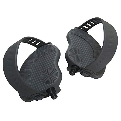 SBD's ( PAIR-Left+Right ) Deluxe BIKE Pedals - w/Straps for Shaft Size 9/16" Thread | Replacement (Aftermarket) Pedals for Life Fitness OEM Part #s AK63-00124-0001, 00263-0004, 00123-0003, 00263-0003