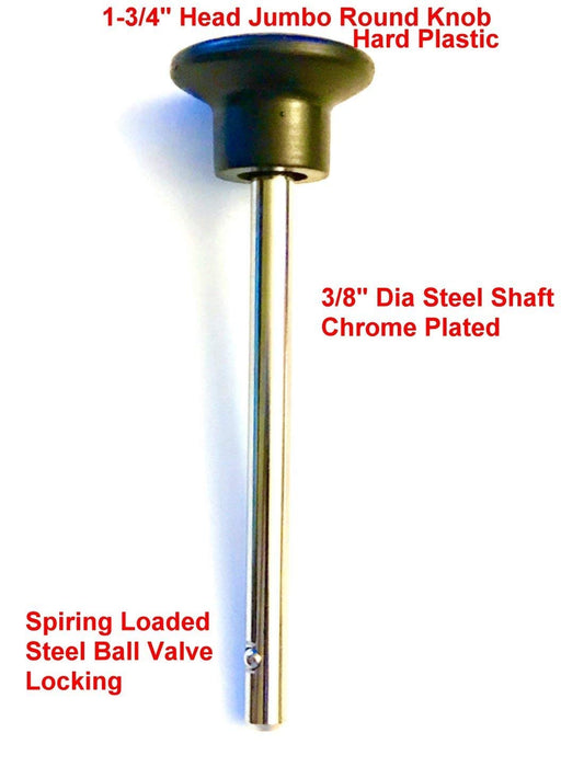 SBDs Quick Release Pin, Tensile (3/8” Dia) 2-1/2" Locking Space | T Handle Round Knob | Cotterless Chrome Plated Steel Shaft PIN | OEM Grade Fitness Eqpt Weight Stack Selector Key