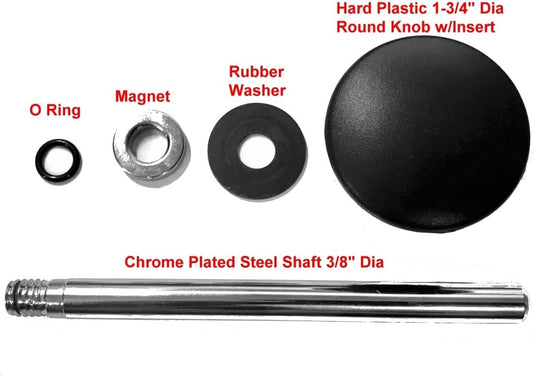 SBDs MAGNETIC Pin, Tensile 2-1/4" to 2-1/2" Grip Length (3/8" Dia Steel Shaft) Universal Weight Stack Heavy Duty SELECTOR KEY - Deluxe Jumbo 1-3/4" Dia BLACK Round Knob - DETENT Hitch PINS