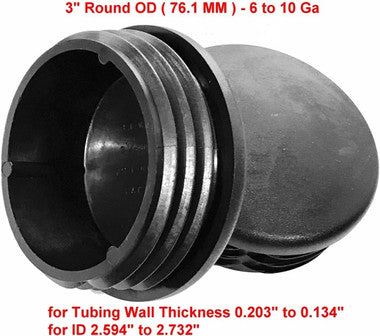 SBD's 3" OD ROUND Plastic CAP PLUGS (6 - 10 Ga - Fits ID 2.59" to 2.73") Flex Ridges | Heavy Duty, Impact Resistant LDPE Top CAP | Fence Post Slide Inserts | Fitness Eqpt End Caps