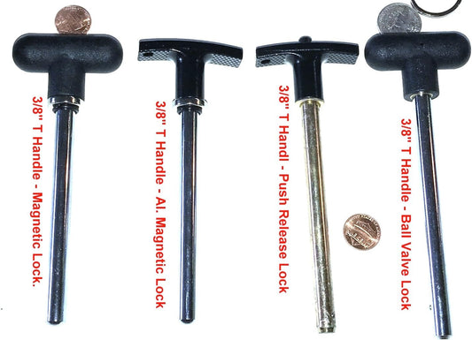Magnetic Pin, Tensile (3/8" Diameter - 4-1/4" Locking Space) w/Black T Handle Knob- Universal Weight Stack Replacement SELECTOR Key | Detent Hitch Locking PINS