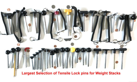 Magnetic Pin, Tensile | 5/16" Dia Shaft - 4.25" Locking Space 4-1/4" | Universal Weight Stack SELECTOR Key Yellow T Handle Knob w/Steel Wire impregnated Lanyard | Chrome Pl Steel Shaft | by SB