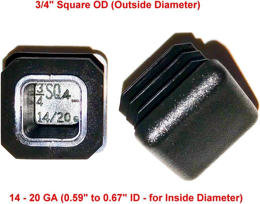 SBDs. 3/4" Square 14-20 G TUBING END Caps Plugs Heavy Duty Black Plastic Finishing Plug, end Cap