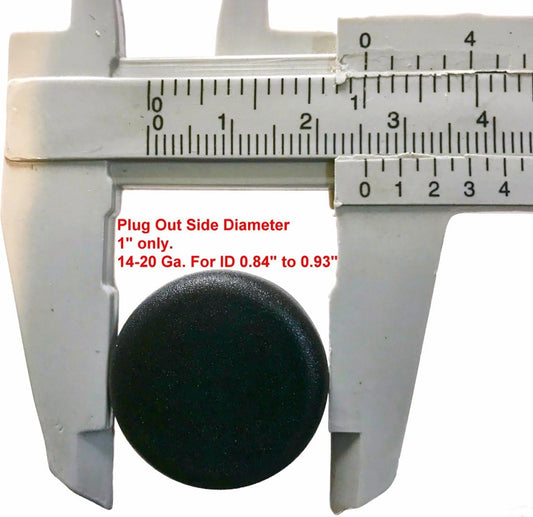 1" Round Black Plastic Tubing Plug, (14-20 Gauge 0.84" to 0.93" ID) 1 Inch End Caps