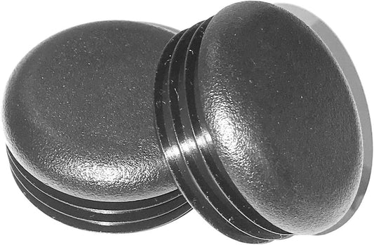 1-5/8" - 1-625 Inch OD Head Dia - (14-20 Ga - 1.46" - 1.55" ID) Snap-in Round Black Plastic Plugs w/Flexible Ridges