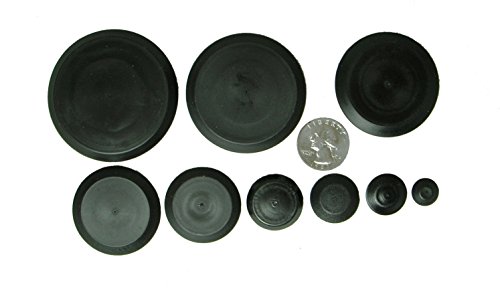 9 Piece Flush Mount Black Hole Plug Assortment for Auto Body and Sheet Metal