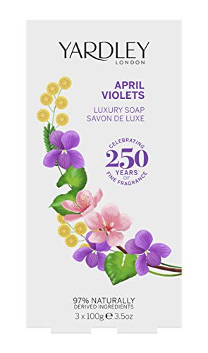 Yardley April Violets Luxury Bar Soap Set for Women, 3 Count