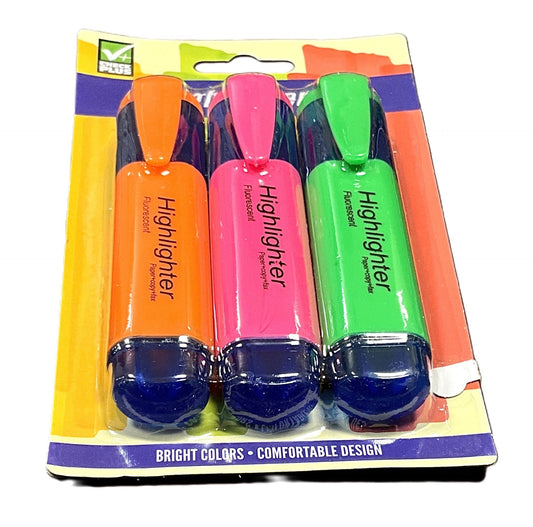 CHECKPLUS HIGHLIGHTERS ASSORTED COLORS 3PK