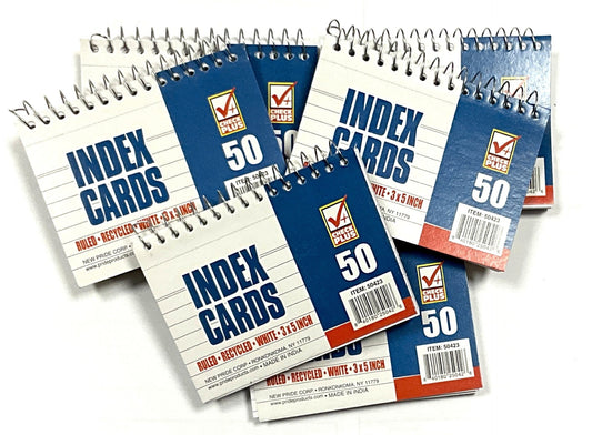 INDEX CARDS - SPIRAL 3X5'' RULED/WHITE 50SHEETS 6PK