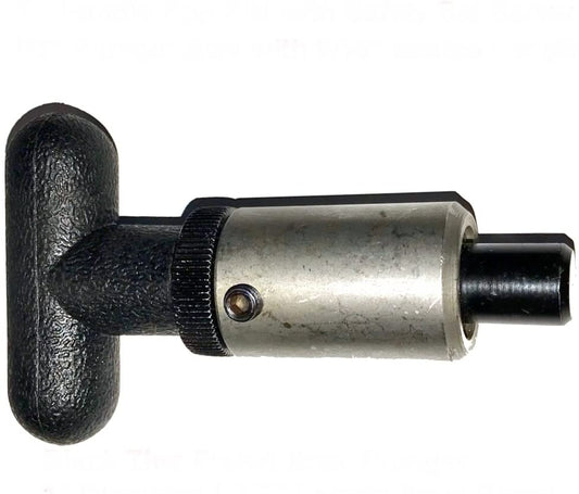 POP' Pull Pin | 1/2" Diameter Spring Loaded Plunger |1" Diameter x 1-1/2" Length Weld ON Steel Barrel | Hard Plastic T HANDLE Knob | Knurled Round Nut