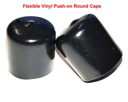 (Pack of 4) Caplugs 1-3/8" to 1-7/16" Round Black Vinyl Flexible End Cap Bolt Screw Rubber Thread Protector Safety Cover | for 1.375 Inch Pipe Post Tubing Rod OD Protective Cover