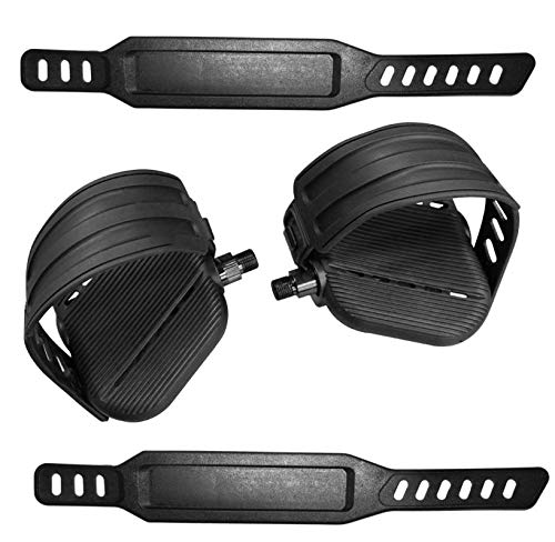 SBD's( PAIR-Left+Right ) Startrac Deluxe WORLD Class Stationary Bike Pedals - w/Straps for Shaft Size 1/2" |Replacement OEM #718-0030 Pro 5300, 5400 | Extra pair of Long designer Pedals Straps | by SBD