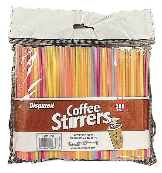 COFFEE STIRRERS 500PC NEON PLASTIC 1PACK