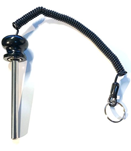 Pin, Tensile - 2-1/2" Locking Length Magnetic Universal Weight Stack Replacement SELECTOR Key - 3/8" Dia Chrome Pl Steel Shaft || Cotterless Hitch PINS - Deluxe Round Al Knob w/Reinforced Lanyard | b
