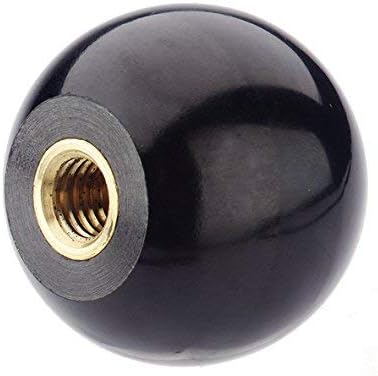 SBD's Black Phenolic ABS Plastic Ball Knob Female | 3/8"- 16 Thread Pitch 15/16" Depth 1-3/8" Diameter, 1-1/2" Height w/Brass Coated Metal Insert Heavy Duty 1.02 Oz