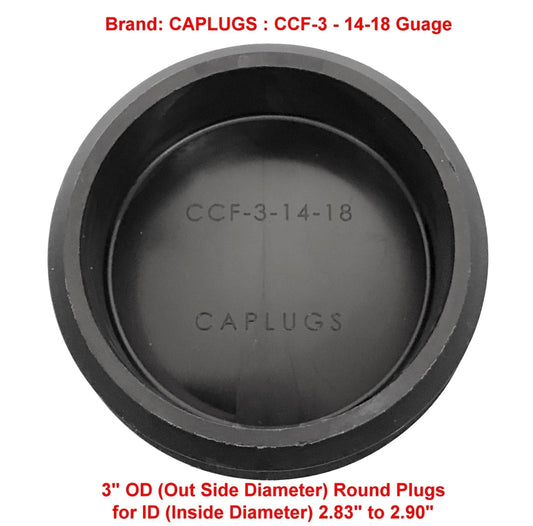 (Pack of 25) 3" OD Round Plastic Cap Plugs | (14-18 Ga - Fits ID 2.83" to 2.90") Thick, Impact n Abrasion Resistant Base w/Flex Ridges | 3 inch Tube Wrangler Bumper End Caps-Fence Post Slide Inserts