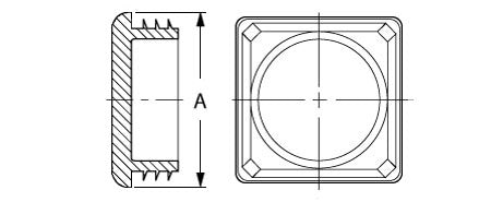 3" Black Square Tubing for Plastic Plugs by 3 Inch Cap Cover Tube Chair Glide Insert Finishing Plug - 3"x3" 2 Pack