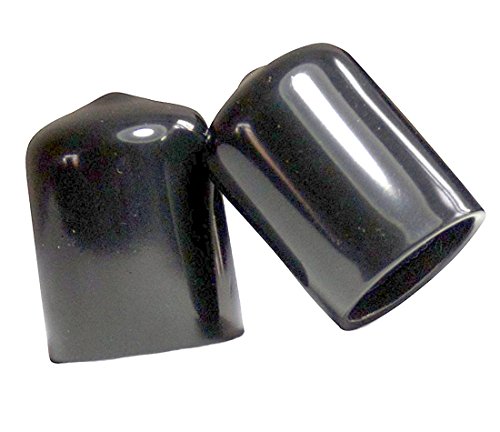 SBDs (Pack of 10): 1/2"- 9/16" Round Black Vinyl Flexible End Cap Bolt Screw Rubber Thread Protector Safety Cover | for 0.5 Inch Pipe Post Tubing Rod OD Cover - 1" inside Height.
