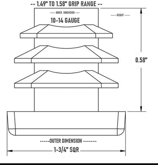 SBD's 1-3/4 - ( 1.75" Square Plastic ) Plug, 10 14 Ga Inside ID 1.49"-1.58" Tubing End Caps