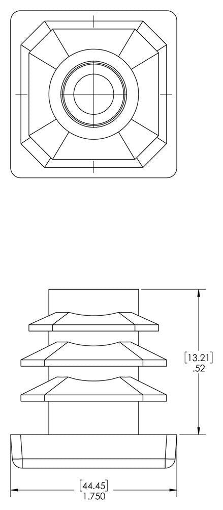 SBD's 1-3/4 - ( 1.75" Square Plastic ) Plug, 10 14 Ga Inside ID 1.49"-1.58" Tubing End Cap By Caplugs