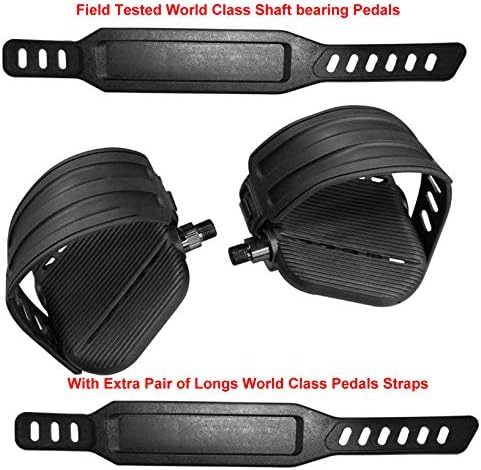 SBDs (PAIR - L + R) Life Fitness Compatible (Aftermarket) Commerical Bike Pedals. Spindle Thread size 9/16” w/Extra Pair of Adjustable Straps- OEM AK63-00124-0001