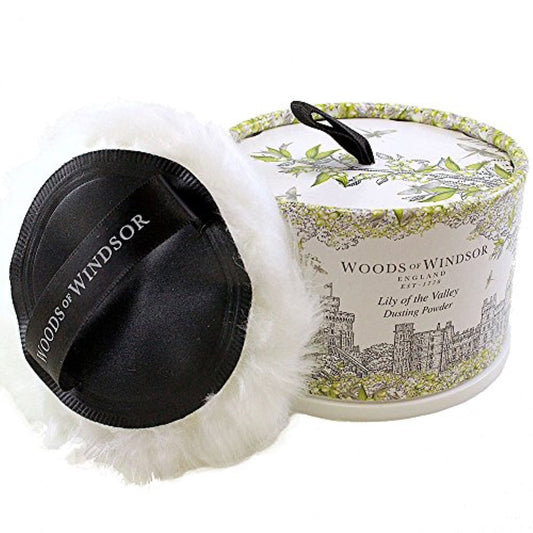 woods of windsor lily of the valley body dusting powder with puff for women, 3.5 ounce