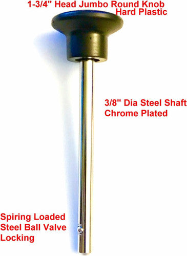 SBD's ( 3/8" Dia, 3-3/4") Quick Release Pin Tensile Grip Length/Locking Space Chrome Plated Steel Shaft Polypropylene Black Knob Handle Fitness Eqpt Weight Stack pin
