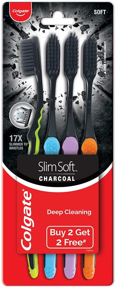 COLGATE TOOTHBRUSH 4 CT ZIG ZAG CHARCOAL