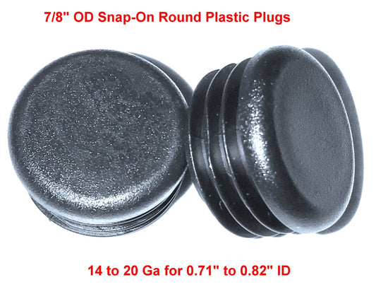 (Pack of 25) 7/8" Round Snap-On Plastic Tubing Plug, (14 - 20 Ga - 0.71" to 0.82" ID) - Furniture Chair/Leg Pipe Tube Cover Insert | Fencing Post Sliding Inserts - End Caps for Fitness Equipment | by