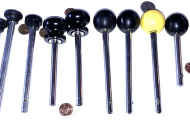 SBD's 3/8" Dia, 2-1/2" Locking Space w/ Yellow 1-7/16" Jumbo Round Knob- Universal Weight Stack SELECTOR Key - 3/8" Diameter Detent Hitch Locking