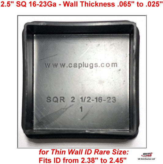 SBD's 2.50 Inch / 2-1/2” - 16-23 Ga Genuine Make Square Plastic Plugs Tubing End Cap, Furniture Glide Inserts Fencing Post End Caps.