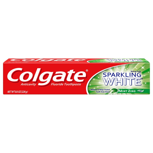 COLGATE TOOTHPASTE 8 OZ SPARKLING WHITE MINT ZING