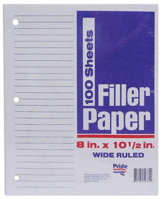 CHECK PLUS FILLER PAPER 100 SHEET 8.5 X 11 IN WIDE RULED 100 PAGES