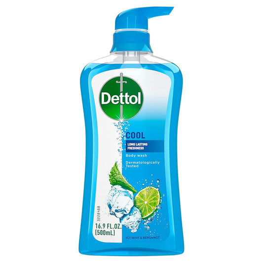 Dettol Cool Body Wash and Shower Gel, Body Wash with Mint and Bergamot, 500ML/ 16.90 Fl Oz (Pack of 1)