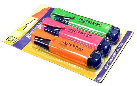 CHECKPLUS HIGHLIGHTERS ASSORTED COLORS 3PK
