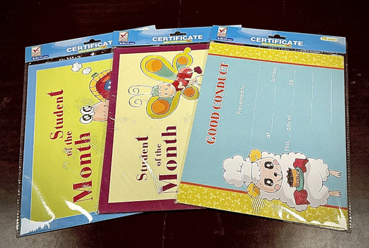 CHECK PLUS CERTIFICATE SHEETS 15 SHEET 8.5 X 11 IN STUDENT OF THE MONTH CERTIFICATE 3 ASSORTED 15 EACH