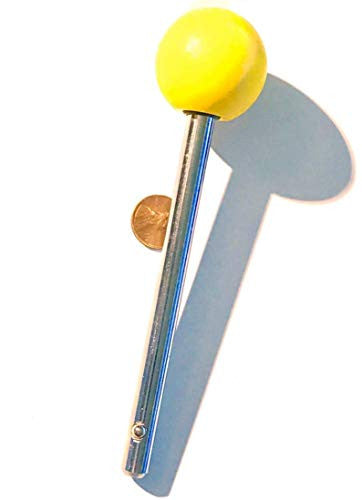 SBD's 3/8" X  5-1/2" Deluxe Yellow Round Knob Pin Tensile  Universal Weight Stack Replacement Selector Key Locking  Space  World Class Detent Hitch PINS Heavy Duty Chrome Plated Steel  Shaft.