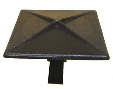 SBD's 6-1/2" OD Square Black Light Pole Top Cap | Glass-Reinforced (UV n Weather Resistant) Polyester Tubing Plug W/Four Bendable Steel Straps for 7" ID | Made in USA
