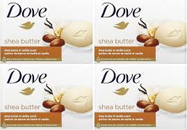 Dove Purely Pampering 135gm / 4.75oz Shea Butter Bar Soaps, Warm Vanilla Scent,