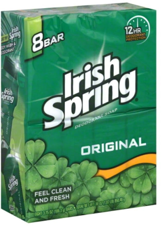 Irish Spring Deodorant Bar Soap Original, 3.75 oz bars, 8 ea (Pack of 2)