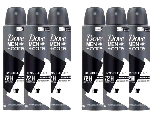 6 Cans of Dove Men+Care Invisible Dry 150ml Anti-Perspirant Anti-Transpirant Spray